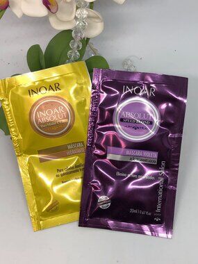 2x INOAR Absolut DayMoist CLR Hydrating Hair Mask & Speed Blond Violet Hair Mask